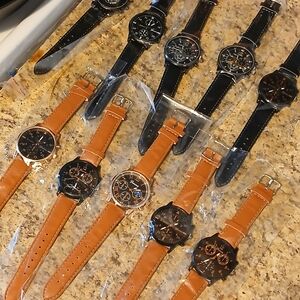 Stylish Black and Tan Watches